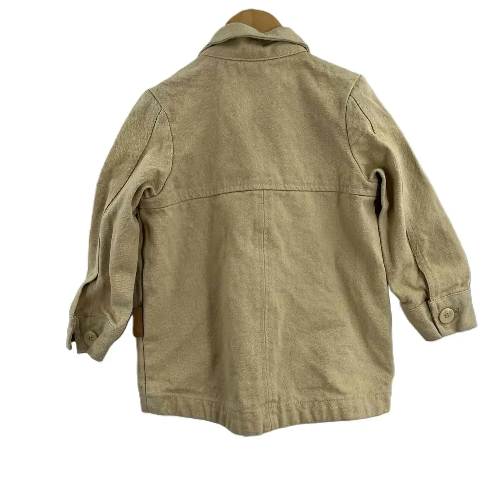 Goumi‎ x New Darlings Beige Canvas Utility Chore Coat Kids Size 4-5 Years